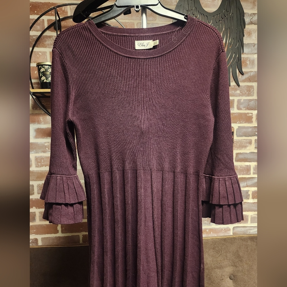 Eliza J Plum Ruffle Sleeve Midi Dress